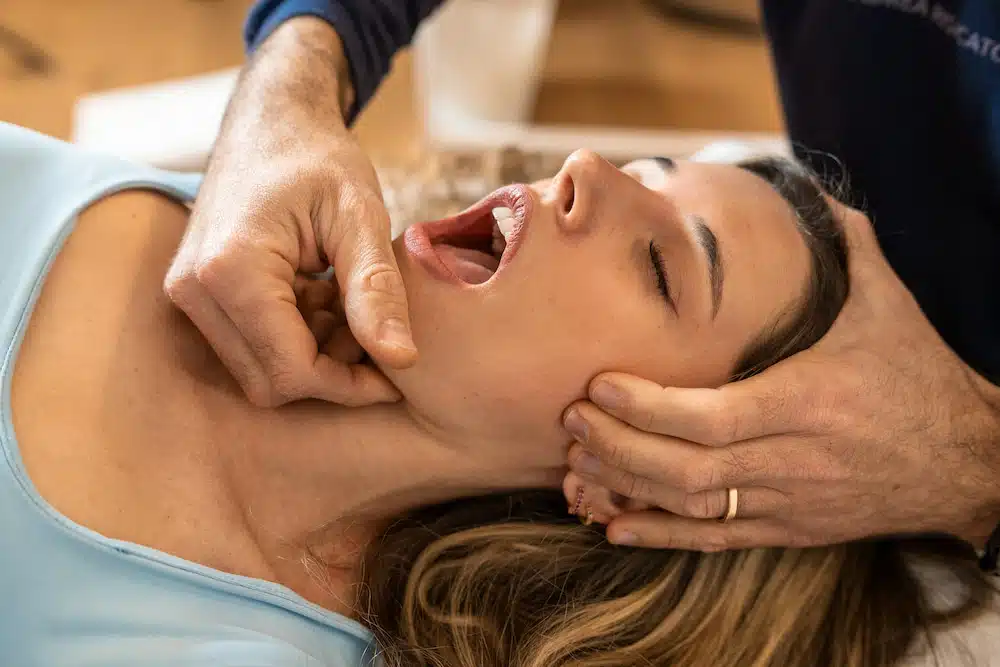 woman being examined for her TMJ treatment in Burbank