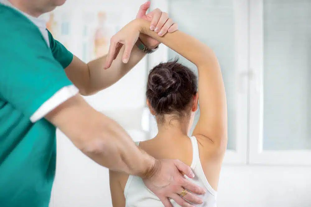 A woman having a physiotherapy